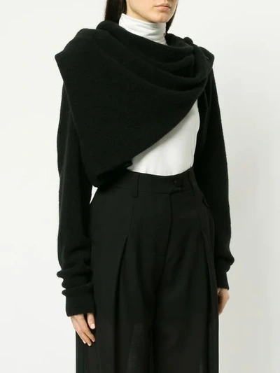 Shop Isabel Benenato Draped Sweater In Black