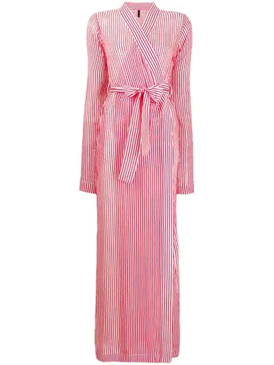 Shop Ben Taverniti Unravel Project Transparent Striped Robe Dress In Red