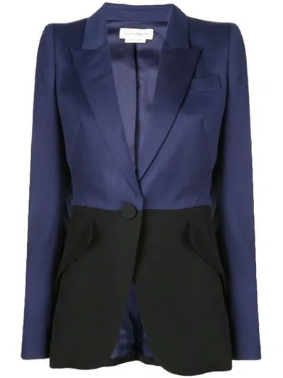 Shop Alexander Mcqueen Two-tone Tailored Blazer In Sapphire