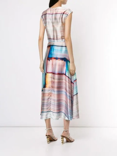 Shop Poiret Abstract Stripe Satin Dress In Multicolour