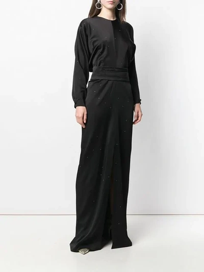 Shop Max Mara Soft Embellishments Long Dress In Black