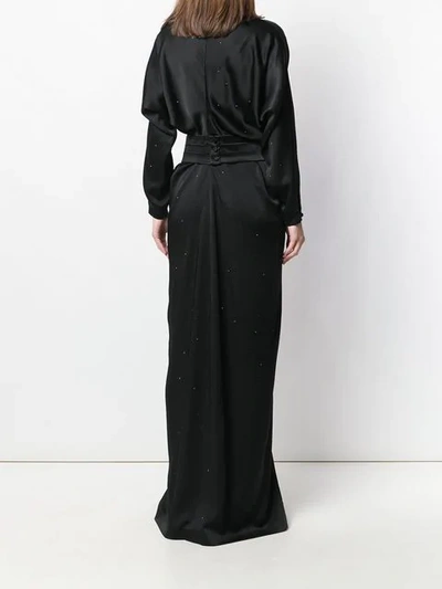 Shop Max Mara Soft Embellishments Long Dress In Black