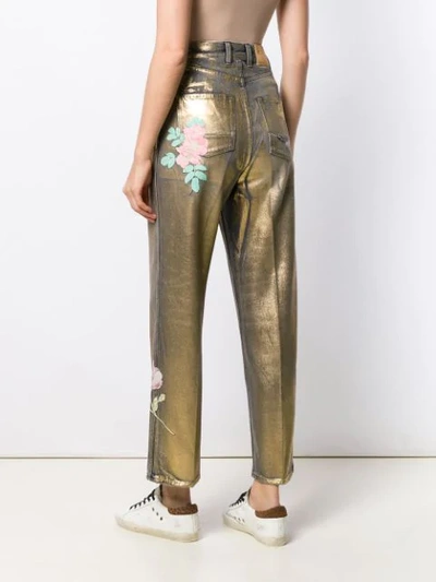 GOLDEN GOOSE SPRAY PAINTED WIDE LEG JEANS - 金色