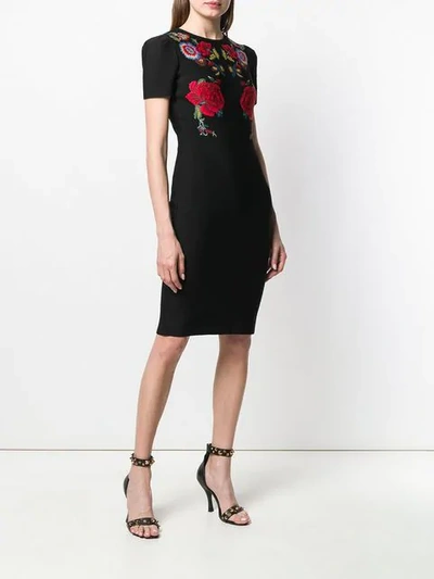 Shop Alexander Mcqueen Floral Embroidered Dress In Black