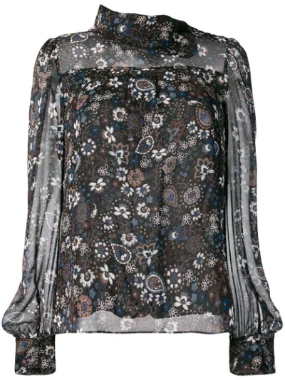 Shop See By Chloé Floral Paisley Sheer Blouse In Black