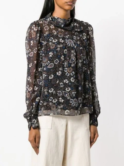 Shop See By Chloé Floral Paisley Sheer Blouse In Black