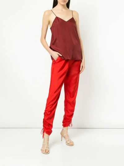 Shop Tibi Mendini Twill Shirred Pants In Red