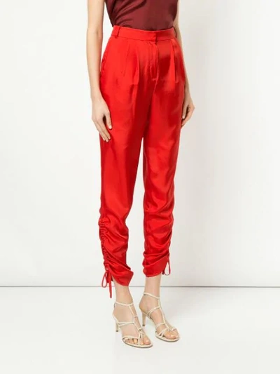 Shop Tibi Mendini Twill Shirred Pants In Red