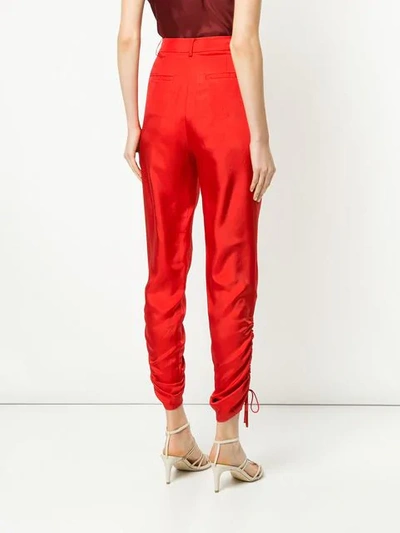 Shop Tibi Mendini Twill Shirred Pants In Red