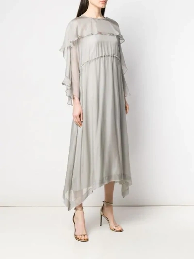 Shop Irina Schrotter Ruffle Midi Dress In Grey