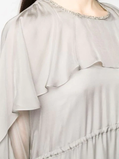 Shop Irina Schrotter Ruffle Midi Dress In Grey