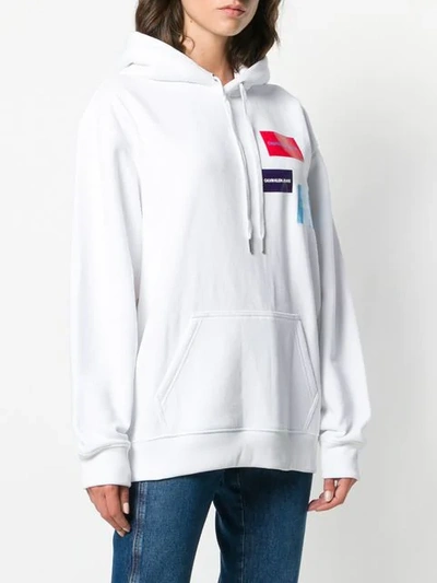 Shop Calvin Klein Jeans Est.1978 Calvin Klein Jeans Logo Print Hoodie - White