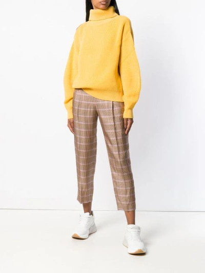 Shop N°21 Checked Paperbag Trousers In Brown