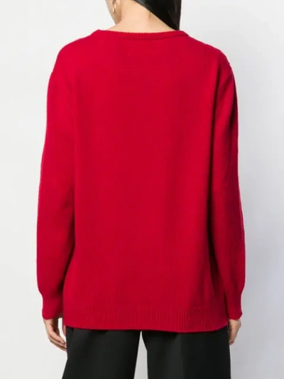 Shop Alberta Ferretti Slogan Embroidered Sweater In Red