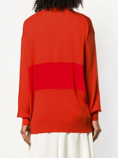 Shop Chloé Turtle-neck Panelled Sweater In Red
