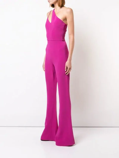 Shop Cushnie Et Ochs One-shoulder Flared Jumpsuit In Pink