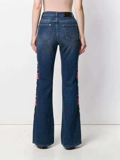 Shop Etro Floral Embroidered Flared Jeans In Blue