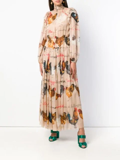 Shop Dolce & Gabbana Galline Print Dress - Neutrals