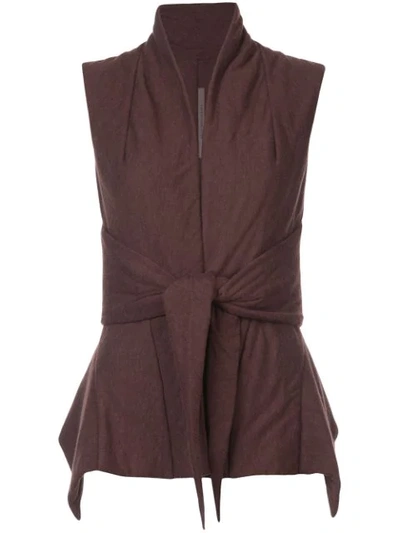 RICK OWENS LILIES PADDED TIE FRONT GILET - 红色