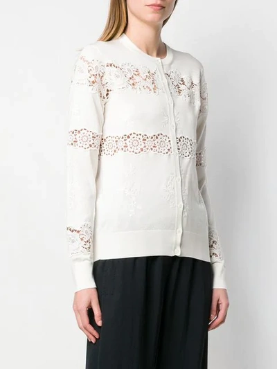 Shop Dolce & Gabbana Lace Detail Cardigan In White