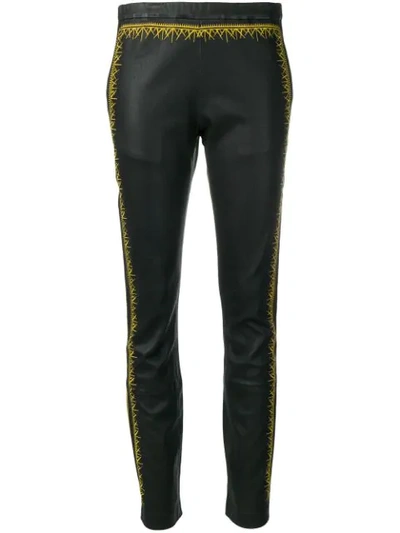 Shop Haider Ackermann Embroidered Slim-fit Trousers In Black