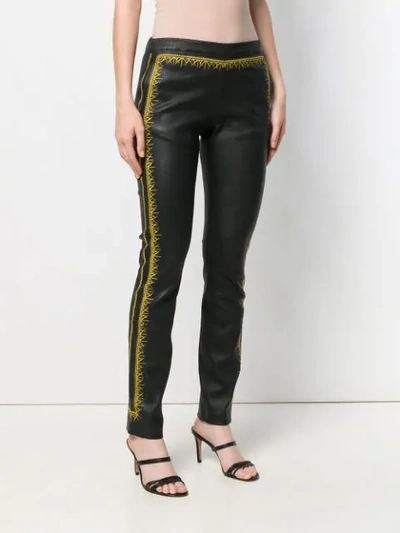 Shop Haider Ackermann Embroidered Slim-fit Trousers In Black