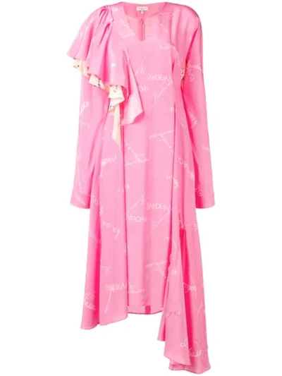 Shop Natasha Zinko Printed Asymmetric Dress In Pink