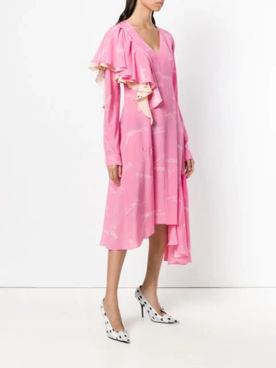 Shop Natasha Zinko Printed Asymmetric Dress In Pink