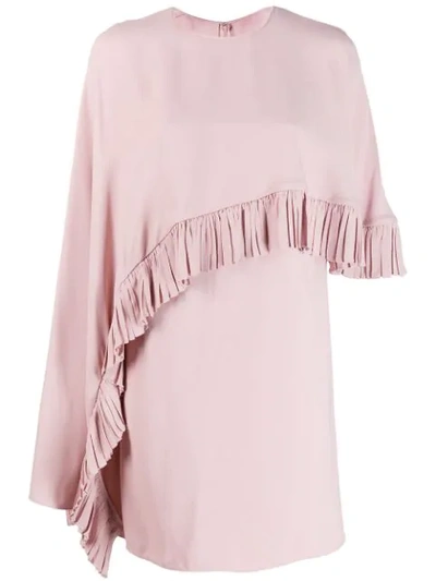 Shop Valentino Ruched Drape Panelled Dress In C57 Pink