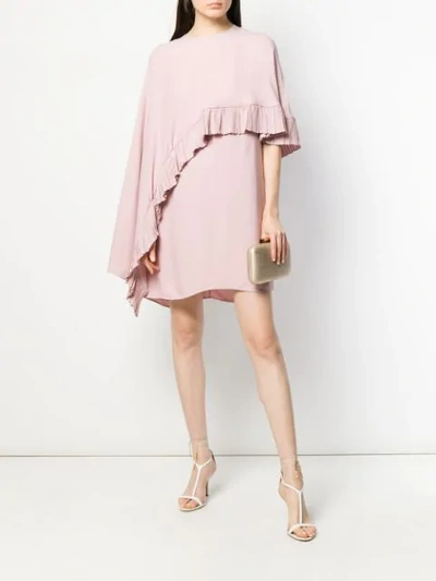 Shop Valentino Ruched Drape Panelled Dress In C57 Pink