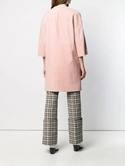 Shop Drome Suede Panel Coat In Pink