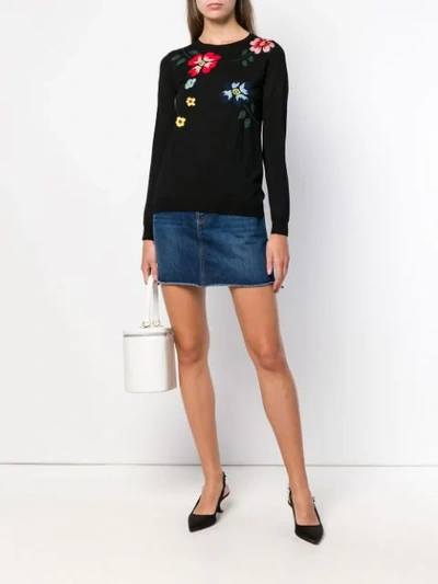 Shop Sonia Rykiel Embroidered Flower Jumper - Black