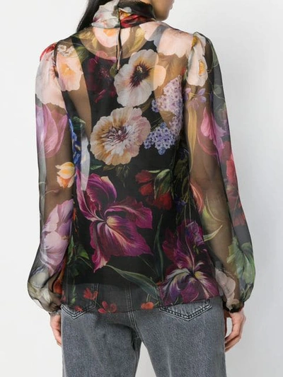 Shop Dolce & Gabbana Floral Print Blouse In Black