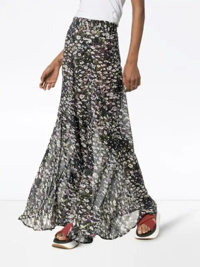 Shop Ganni Floral Print Maxi Skirt In Black