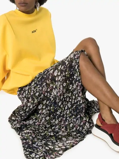 Shop Ganni Floral Print Maxi Skirt In Black
