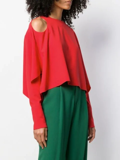 Shop A.w.a.k.e. Shoulder Cut-out Detail Blouse In Red