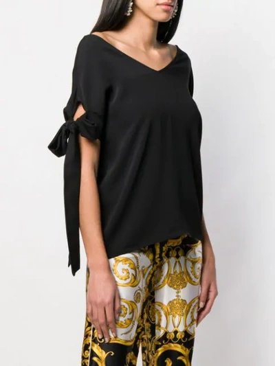 Shop P.a.r.o.s.h Straps On Sleeve Blouse In Black