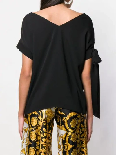Shop P.a.r.o.s.h Straps On Sleeve Blouse In Black