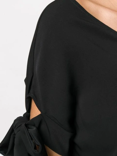 Shop P.a.r.o.s.h Straps On Sleeve Blouse In Black