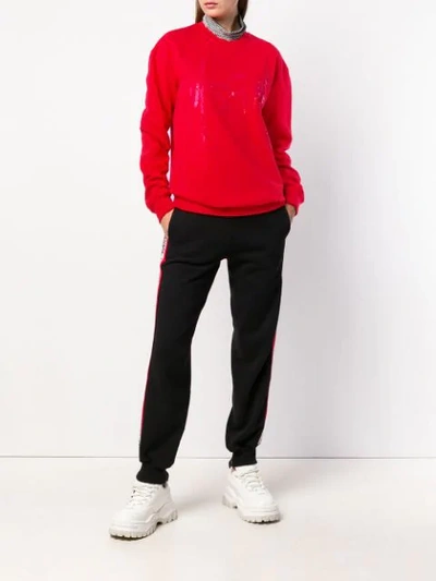 Shop Msgm Logo Sweatshirt - Red