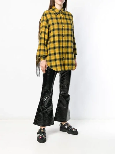 Shop N°21 Fringed Plaid Flannel Shirt In Yellow