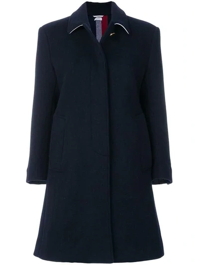 Shop Thom Browne Unlined Stripe Wool Overcoat In Blue