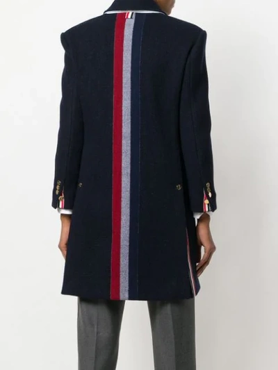 Shop Thom Browne Unlined Stripe Wool Overcoat In Blue
