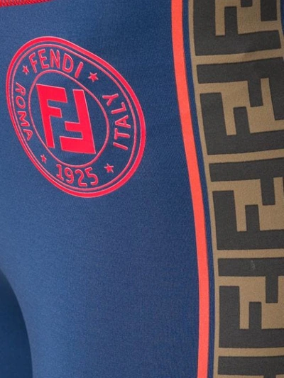 Shop Fendi High Rise Ff Logo Leggings In Blue