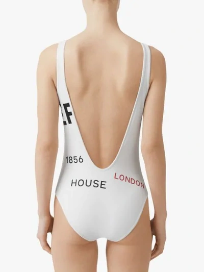 Shop Burberry Horseferry Print Swimsuit In White