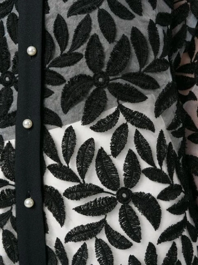 Shop Mantù Floral Appliqué Shirt In Black