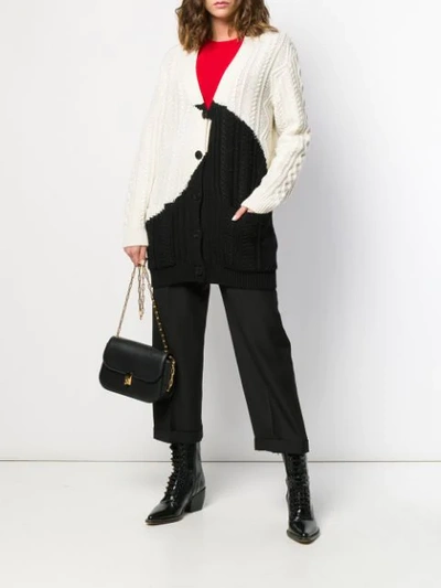 Shop Valentino Two-tone Knitted Cardigan In White