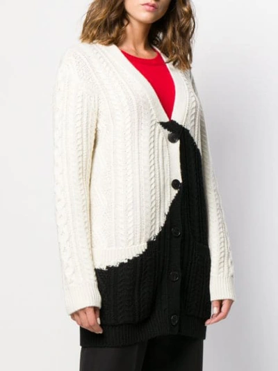 Shop Valentino Two-tone Knitted Cardigan In White