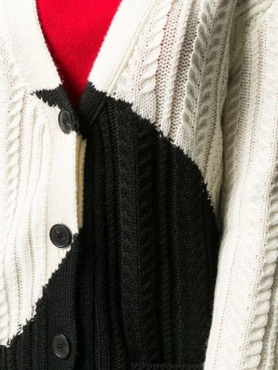 Shop Valentino Two-tone Knitted Cardigan In White