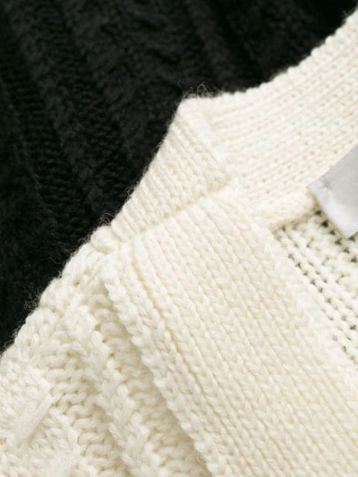 Shop Valentino Two-tone Knitted Cardigan In White